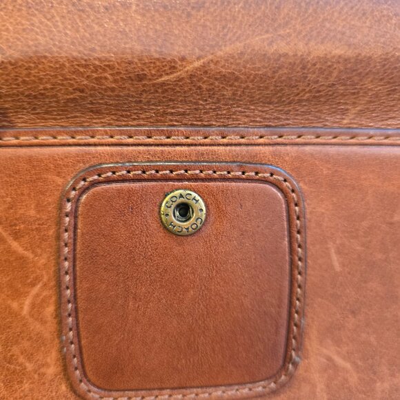 Coach Brown VINTAGE Bleeker Leather Wallet GUC Pink Interior Cream Plaid Fabric - Picture 14 of 16